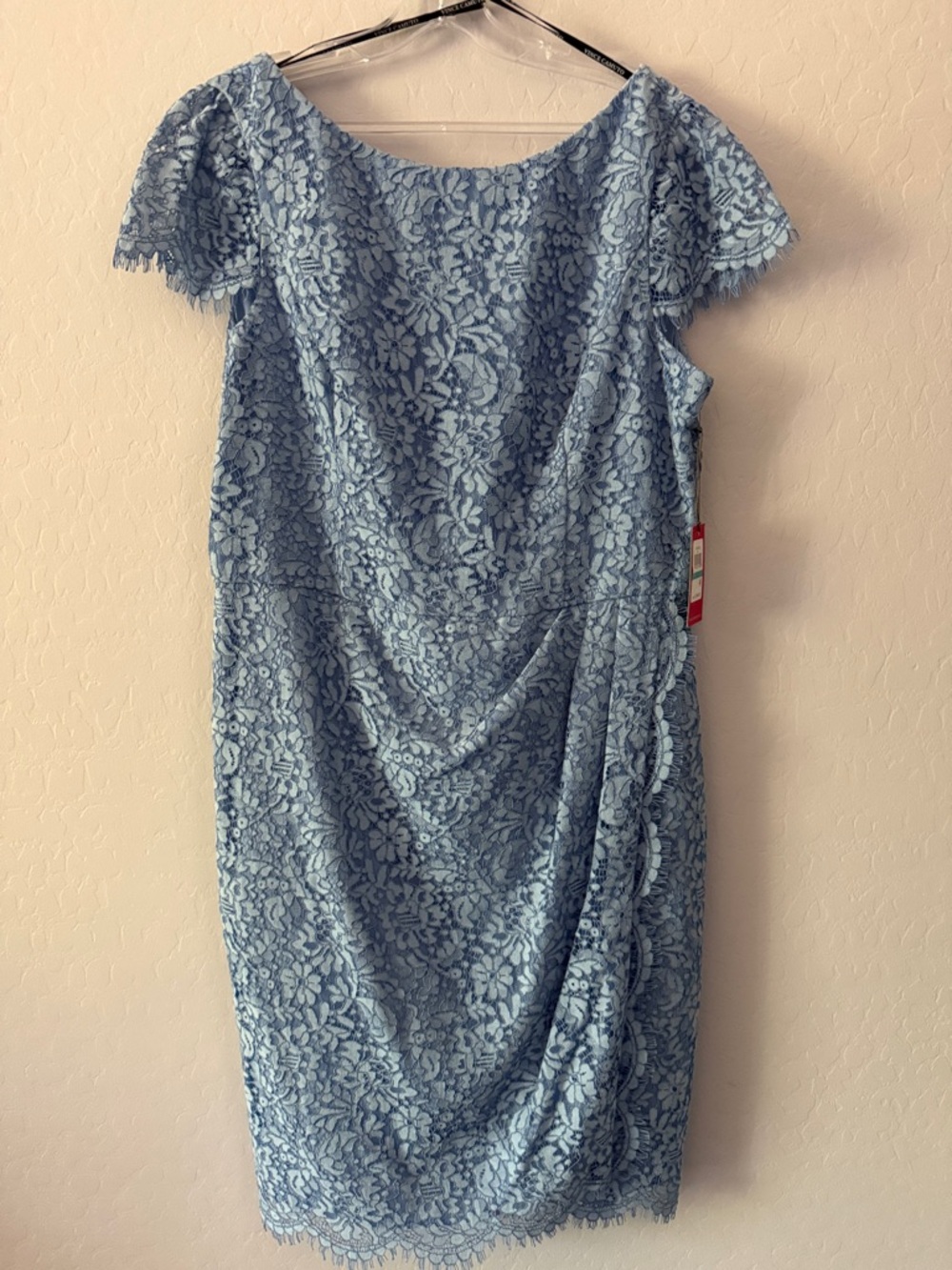 Vince Camuto Light Blue Floral Lace Midi Sheath Dress